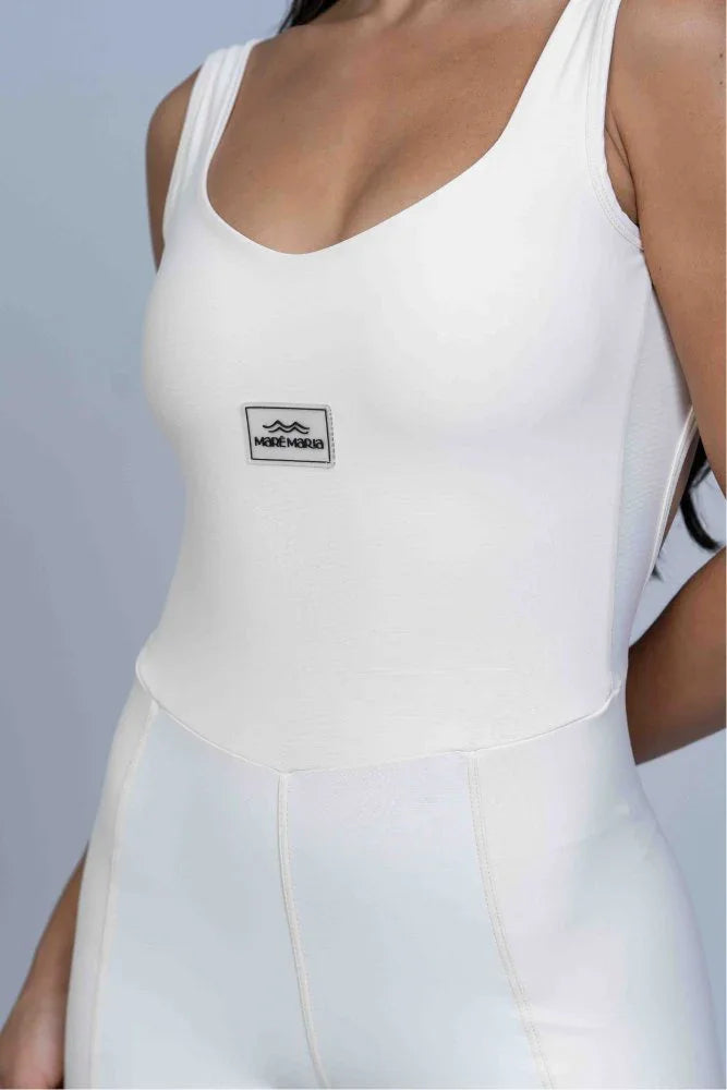 Macacão Fitness Classico Off White Compressão