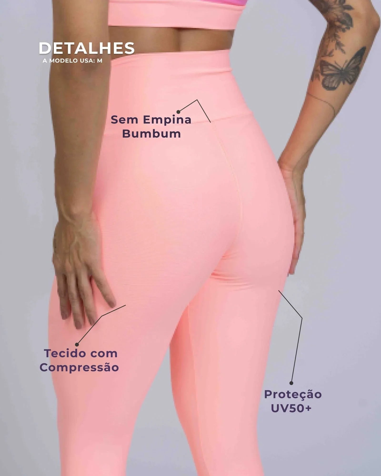 Calça Legging Slim duo Coral com Rosa Malibu