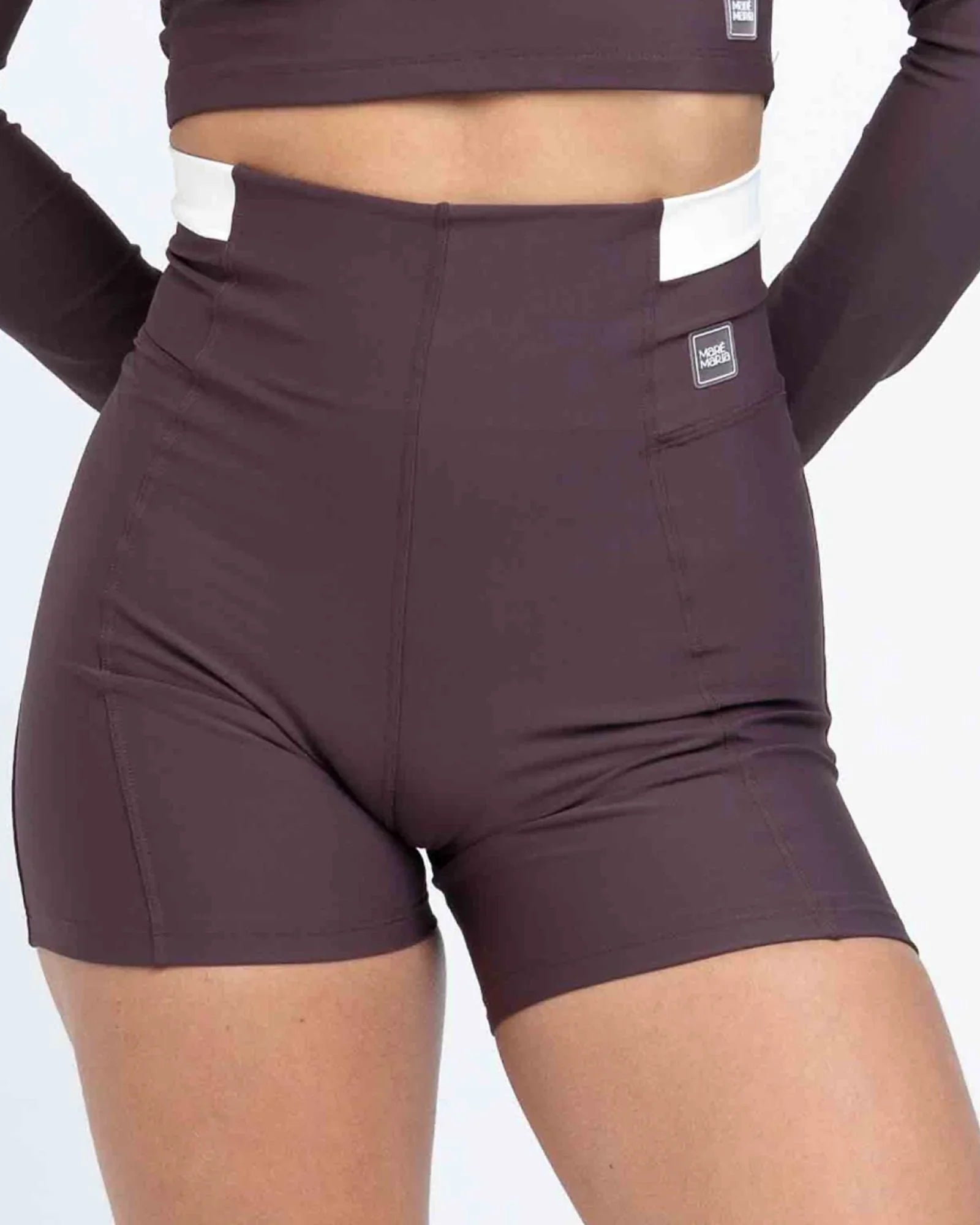 Short Classic Duo Marrom Ébano com Off White compressão sem empina bumbum