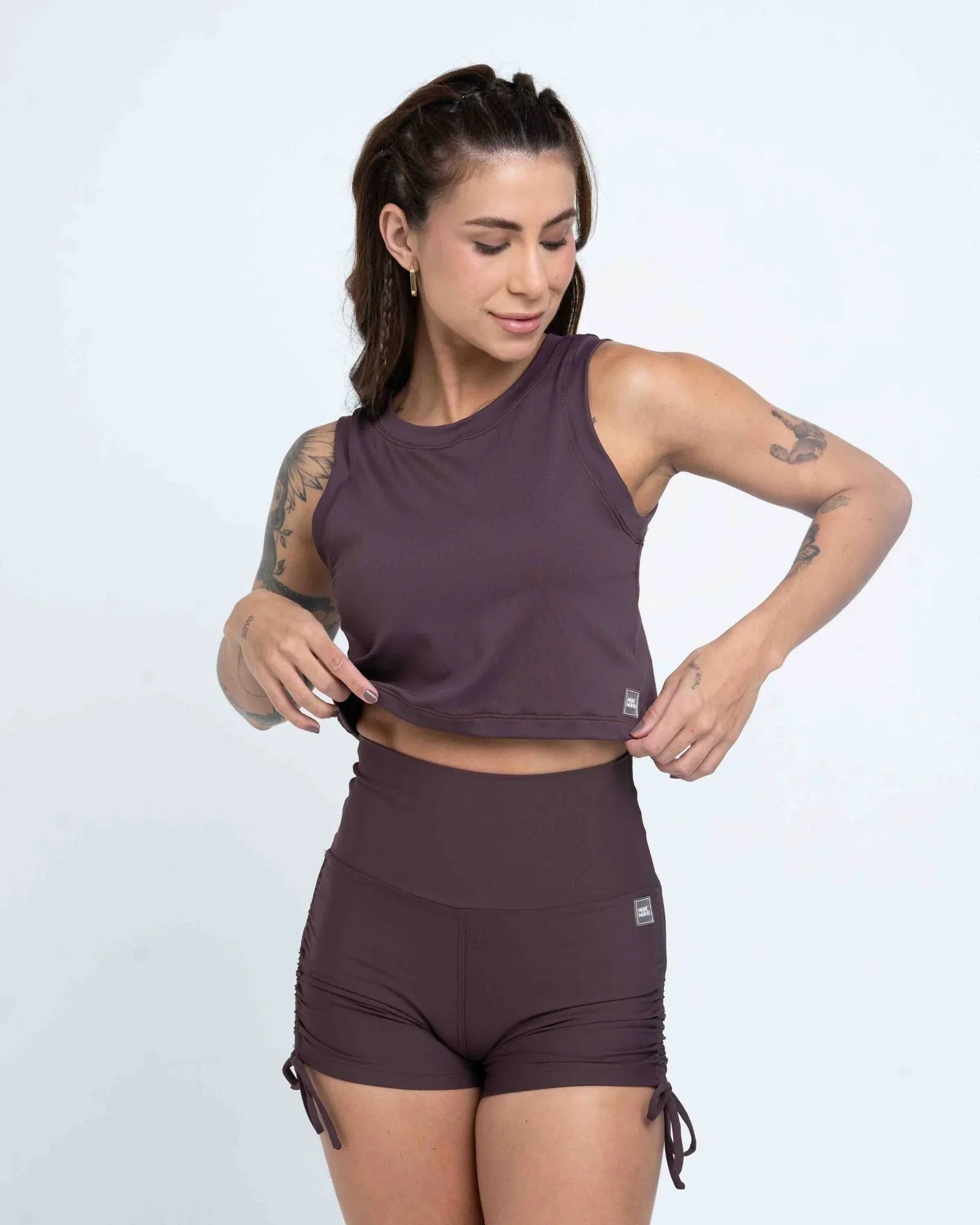 Short fitness Smile Marrom Ébano com empina