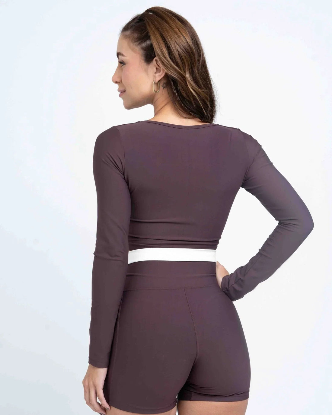 Top Fitness Classic Manga Longa Marrom Ébano