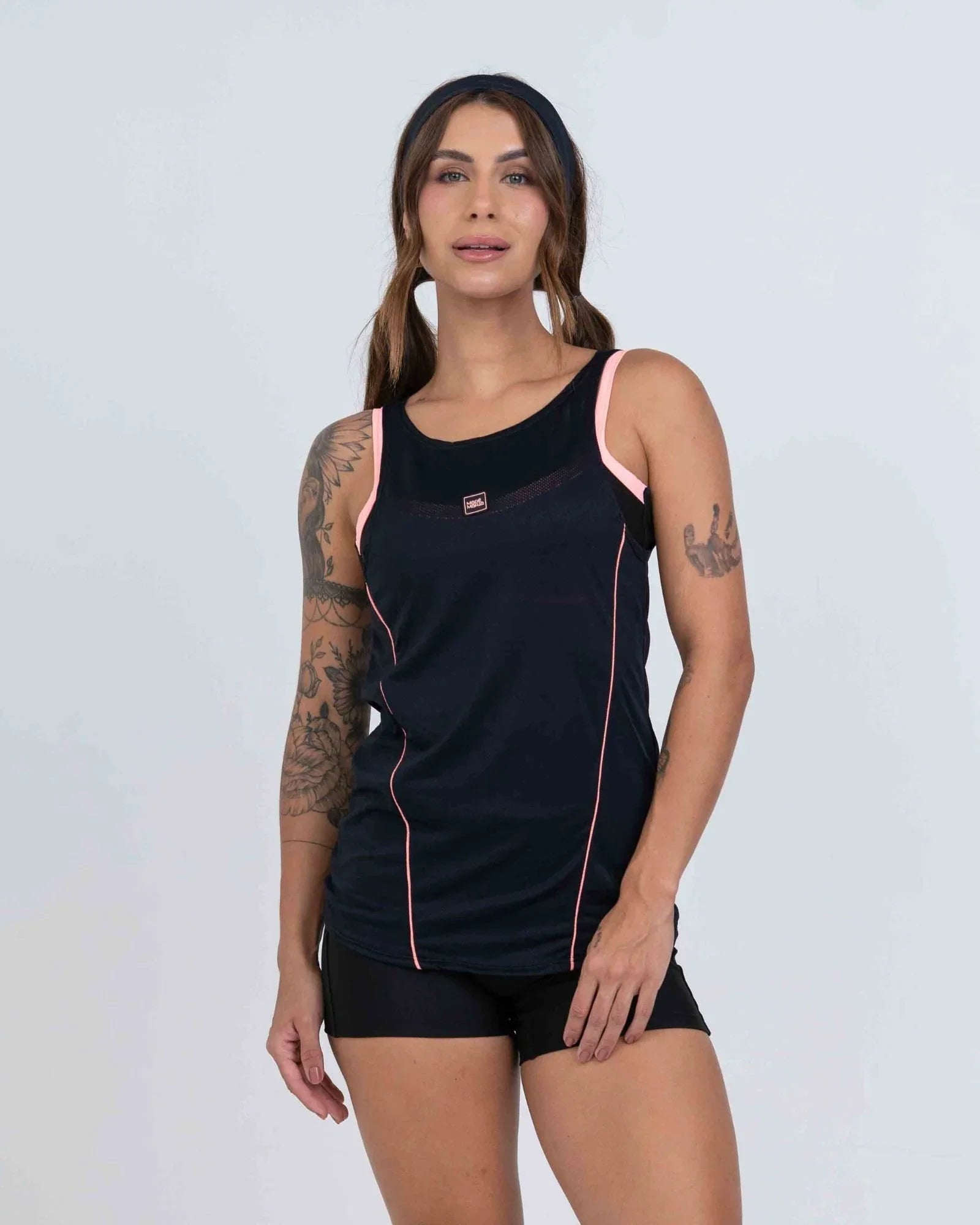 Regata Fitness Ella Preta com Coral