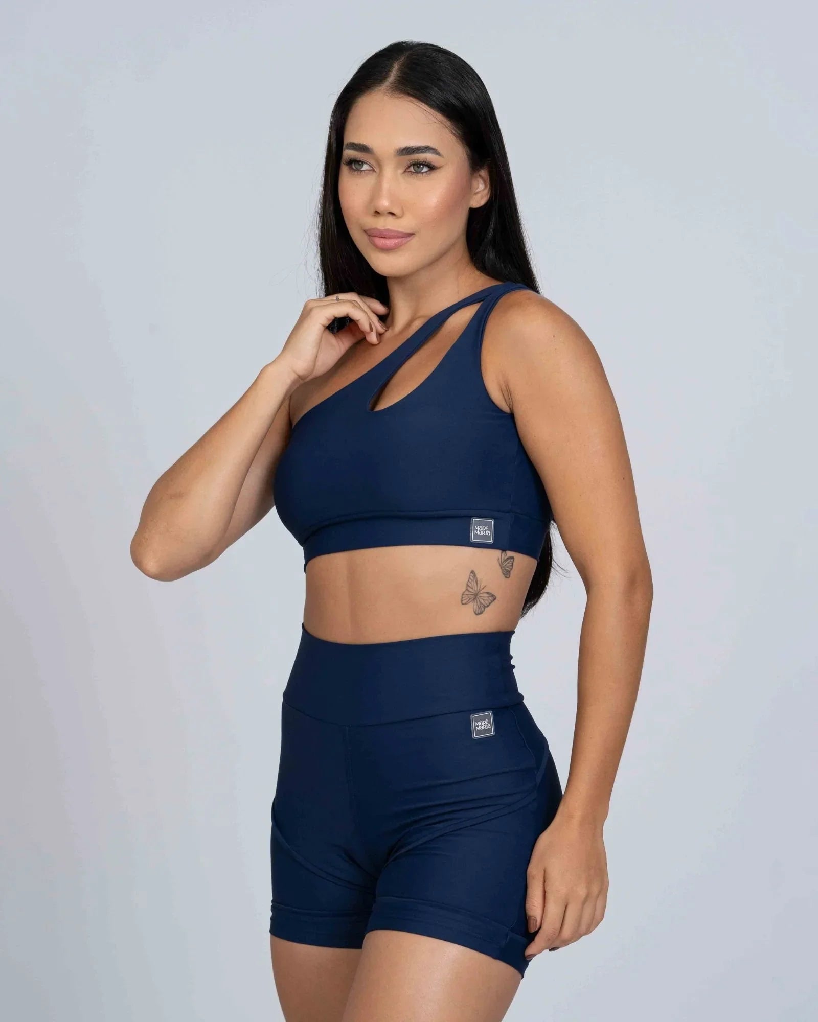 Top Fitness Avenue Azul Marinho assimétrico