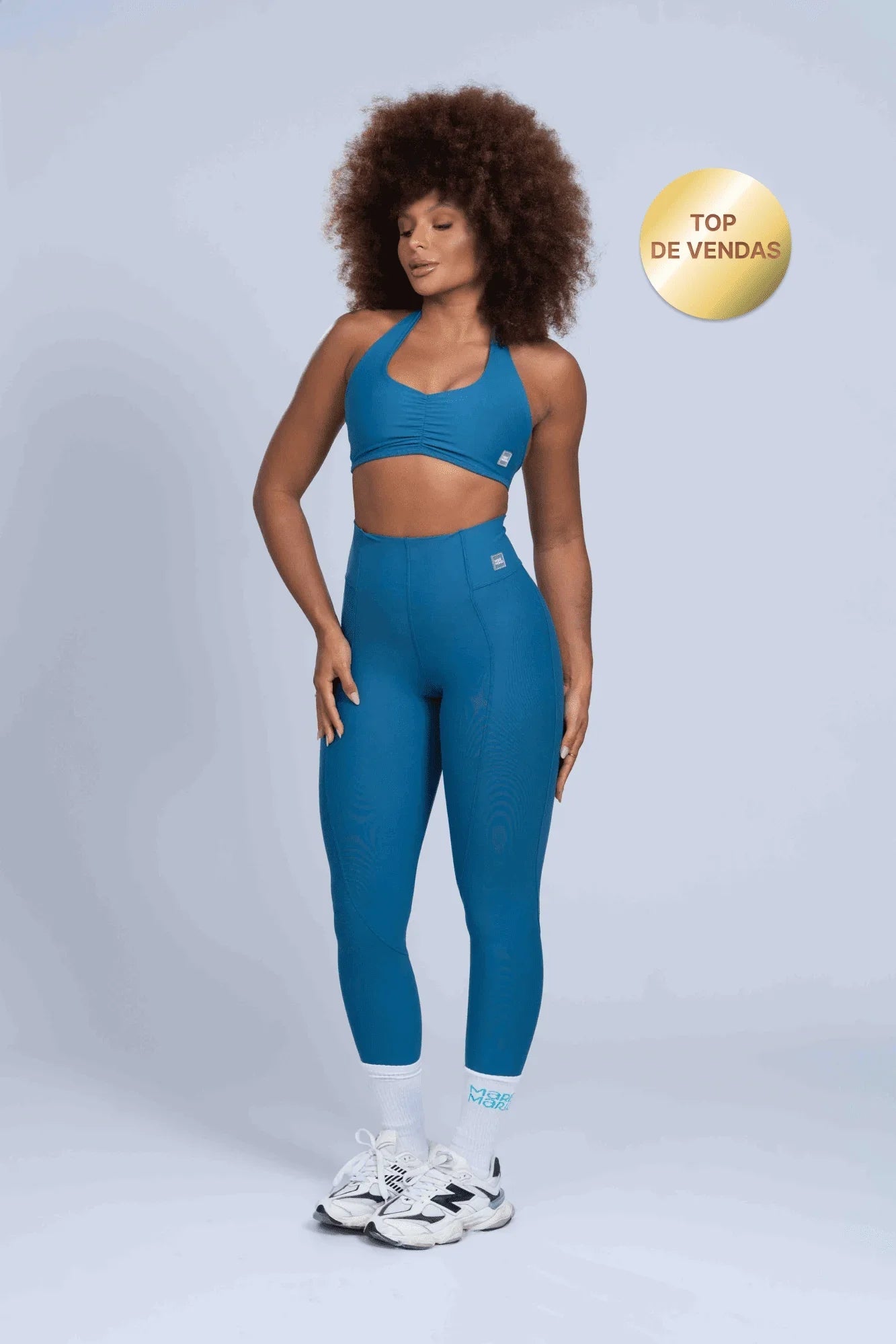 Calça Legging Fitness Classic Azul Sereia compressão