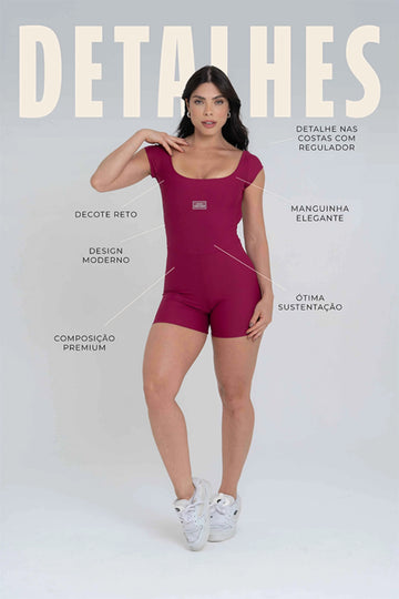 Macaquinho Fitness Wave Rouge compressão