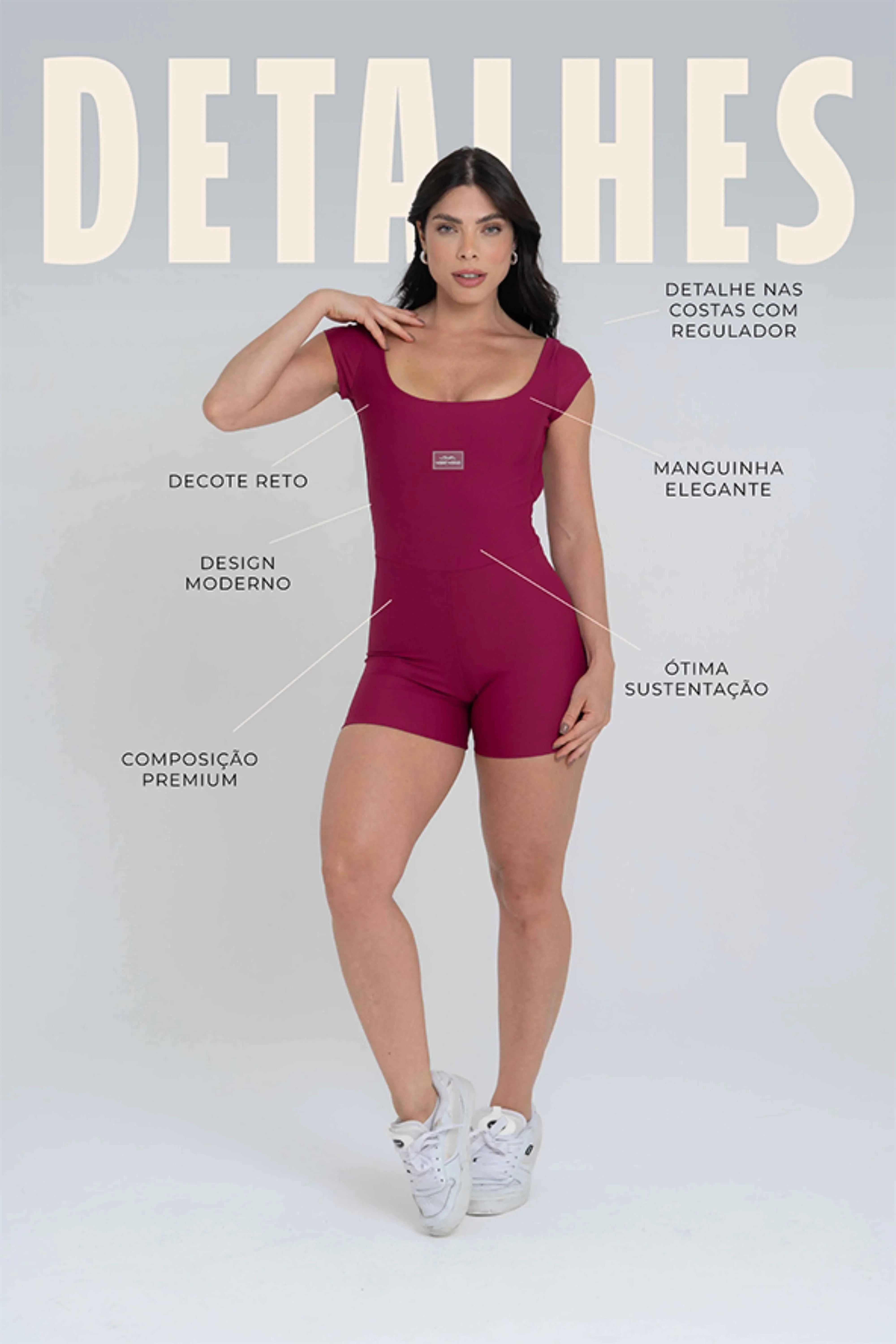 Macaquinho Fitness Wave Rouge compressão