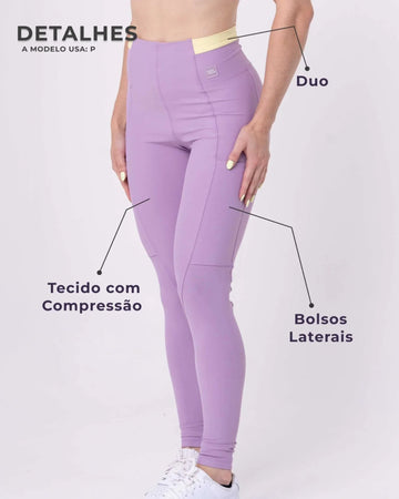 Calça Classic Duo Lavanda com Chá Verde Compressão c/ bolso
