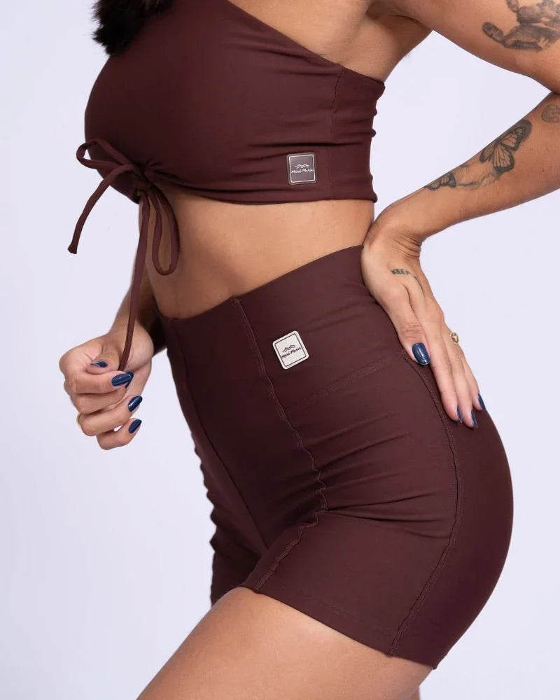 Short Classic Chocolate Dark compressão s/empina