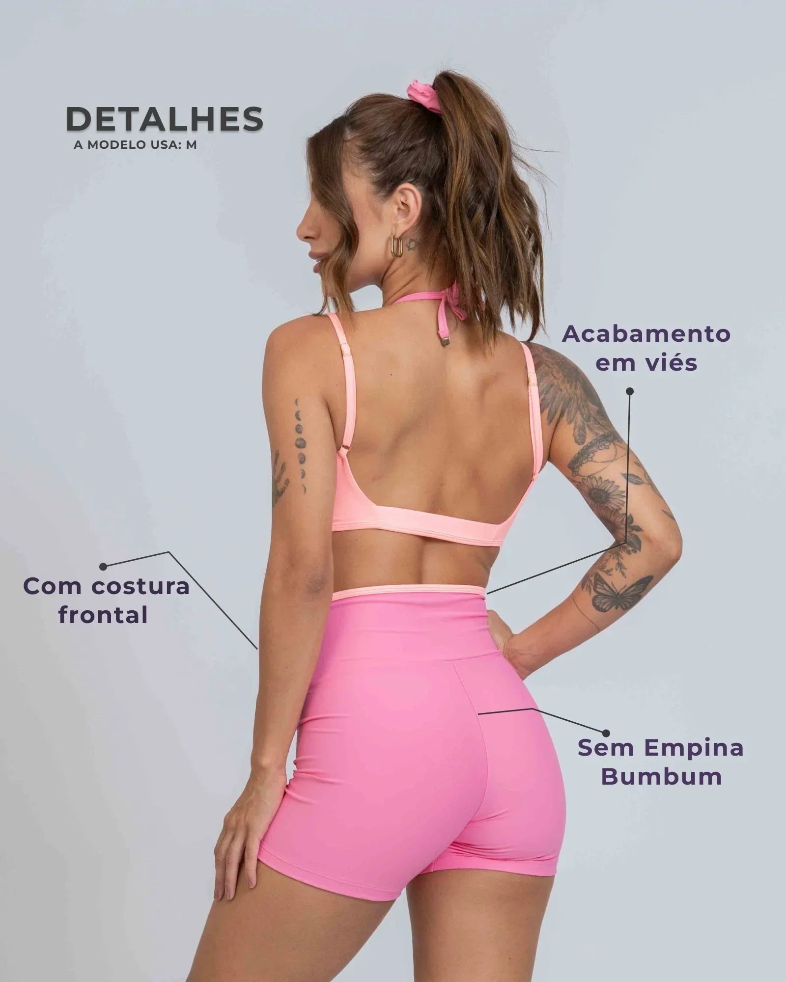 Short Fitness Line Rosa Malibu com Coral