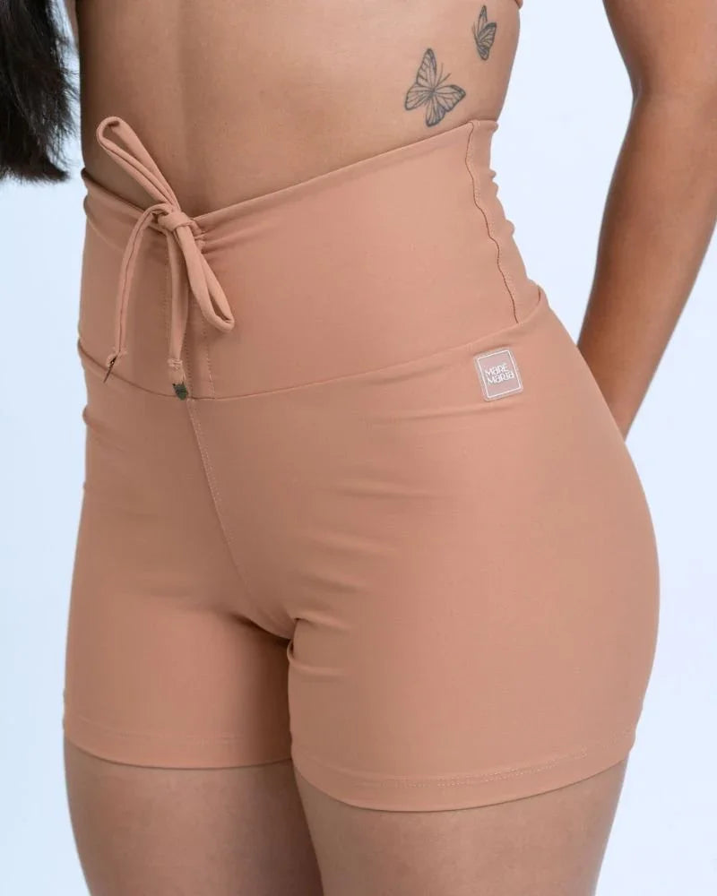Short Fitness Slim Mocha Mousse compressão sem empina bumbum