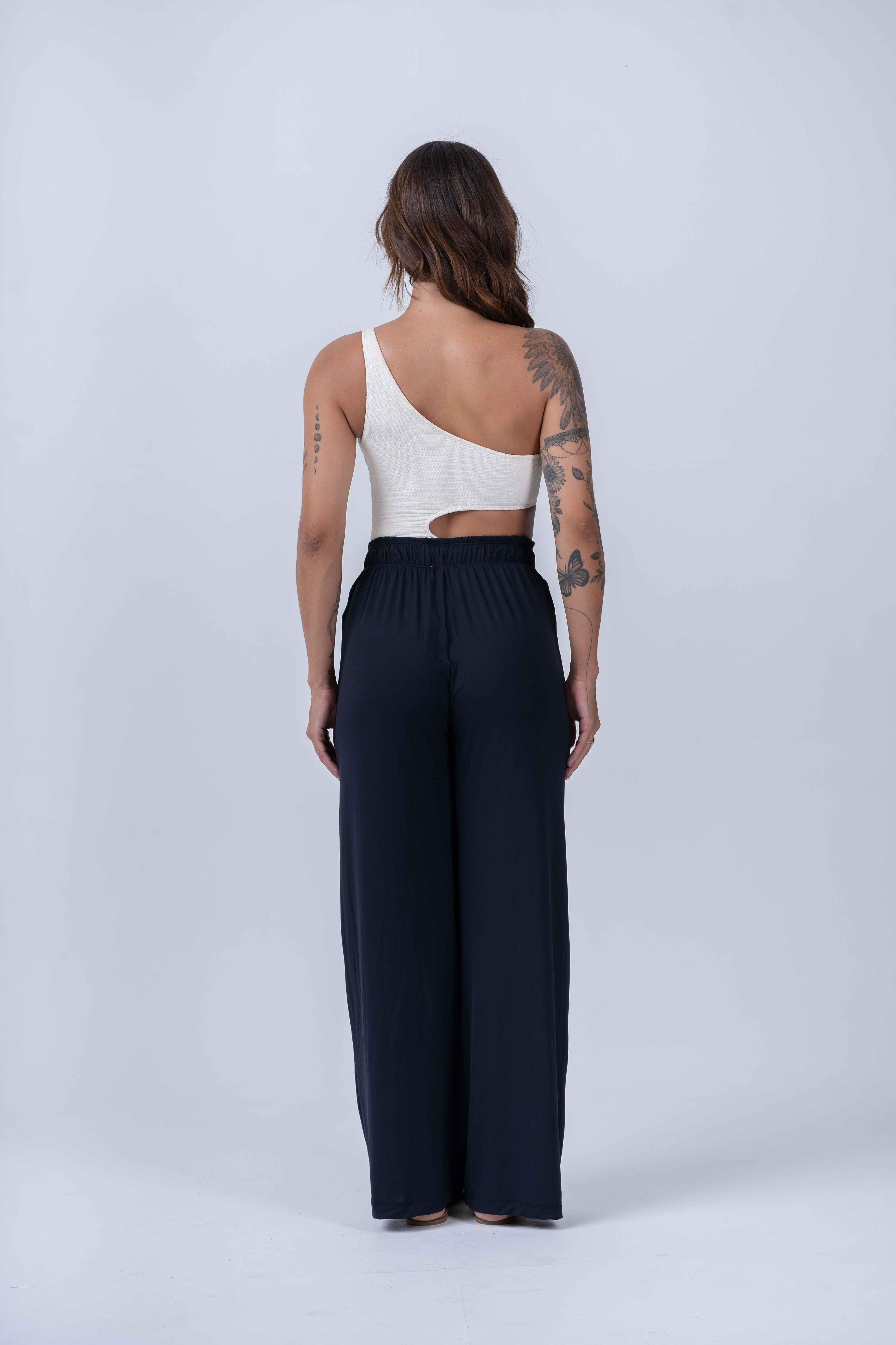 Calça pantalona beach preta