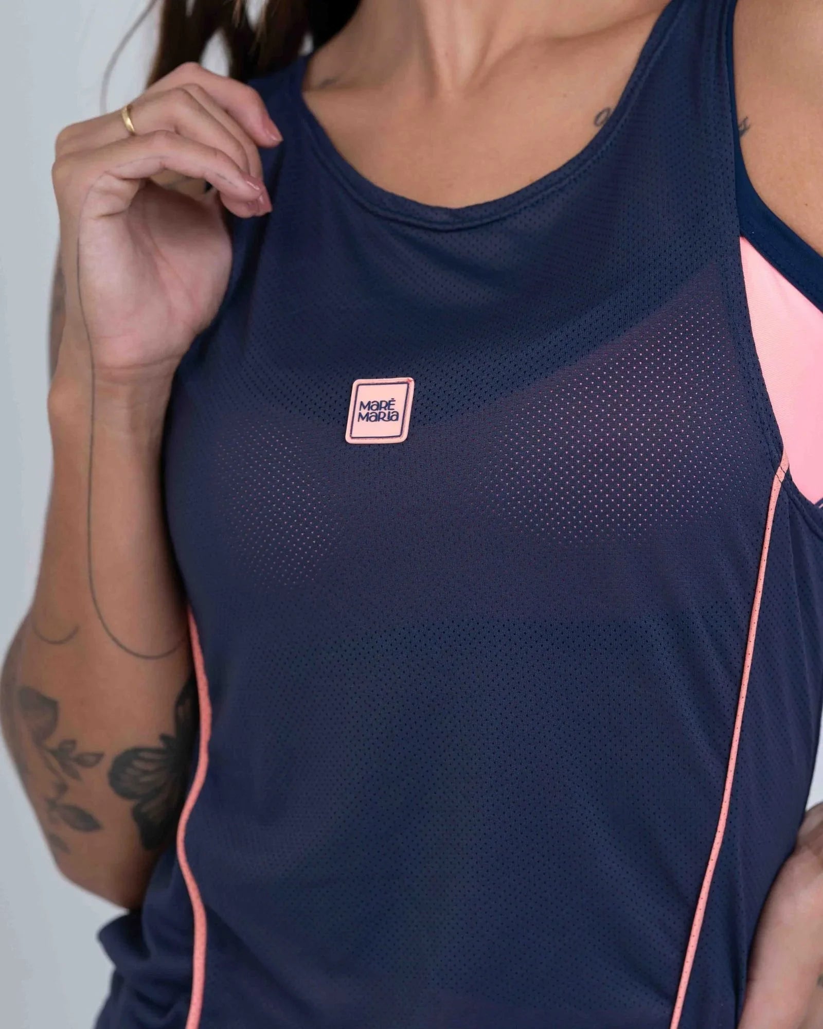 Regata Fitness Ella Azul Marinho com Coral