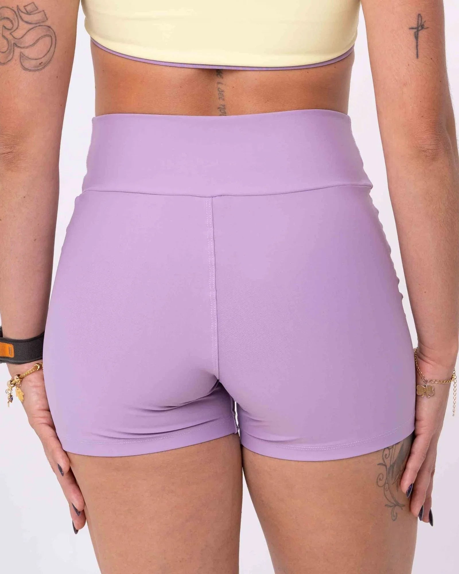 Short Fitness Confort sem costura frontal Lavanda compressão S/ empina