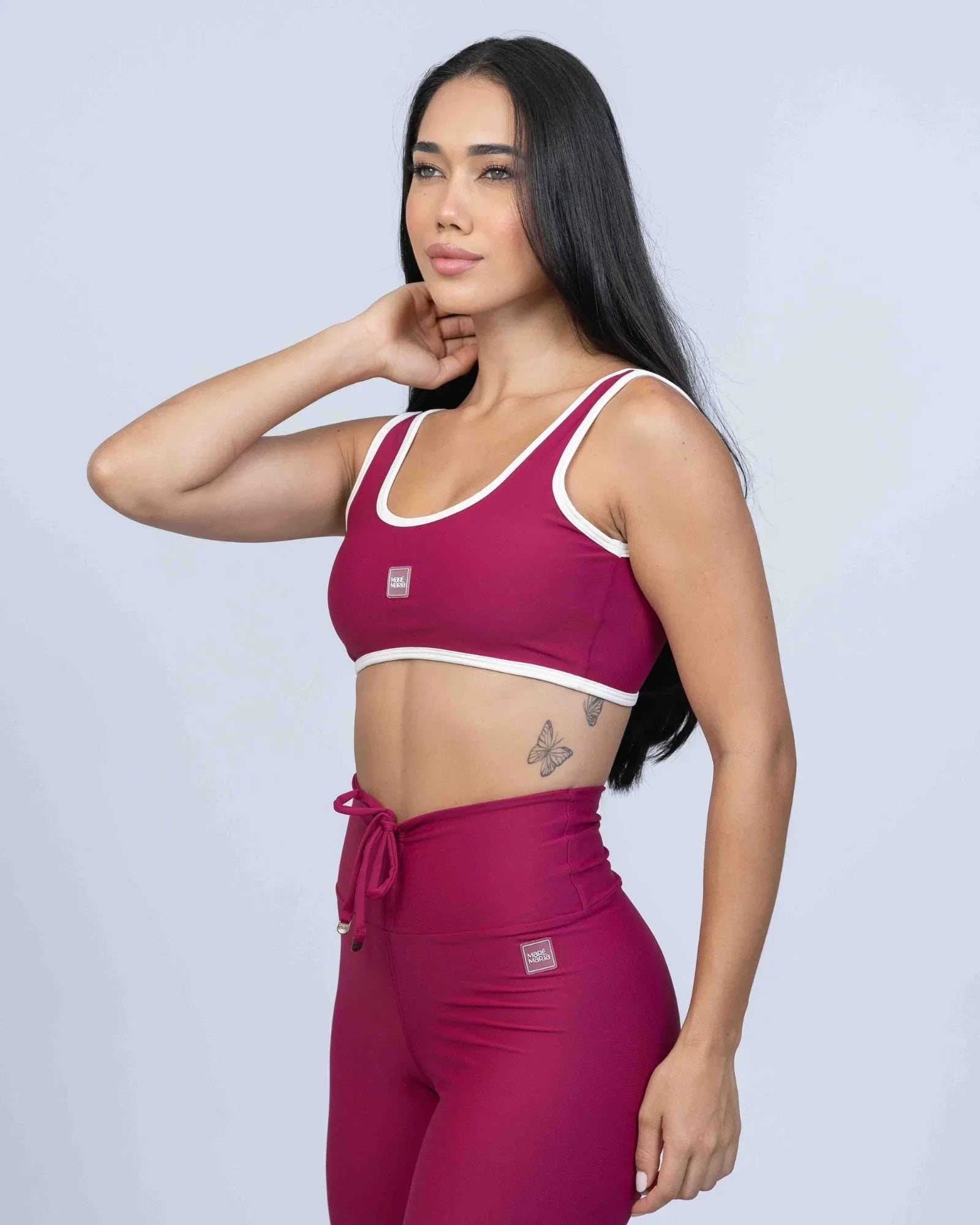 Top Basic Rouge com Viés Off White compressão