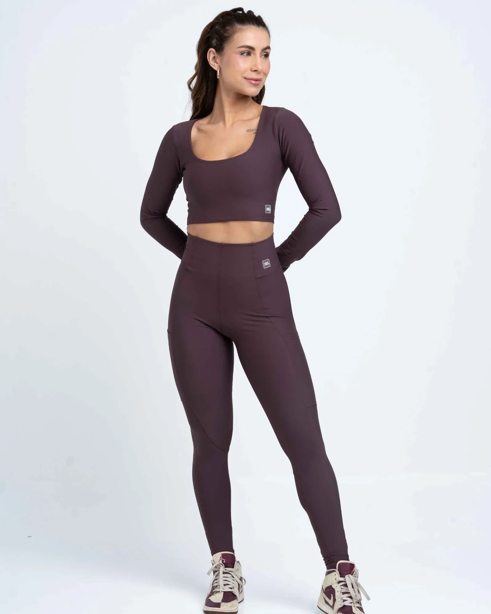 Calça Classic Marrom Ébano compressão com bolso