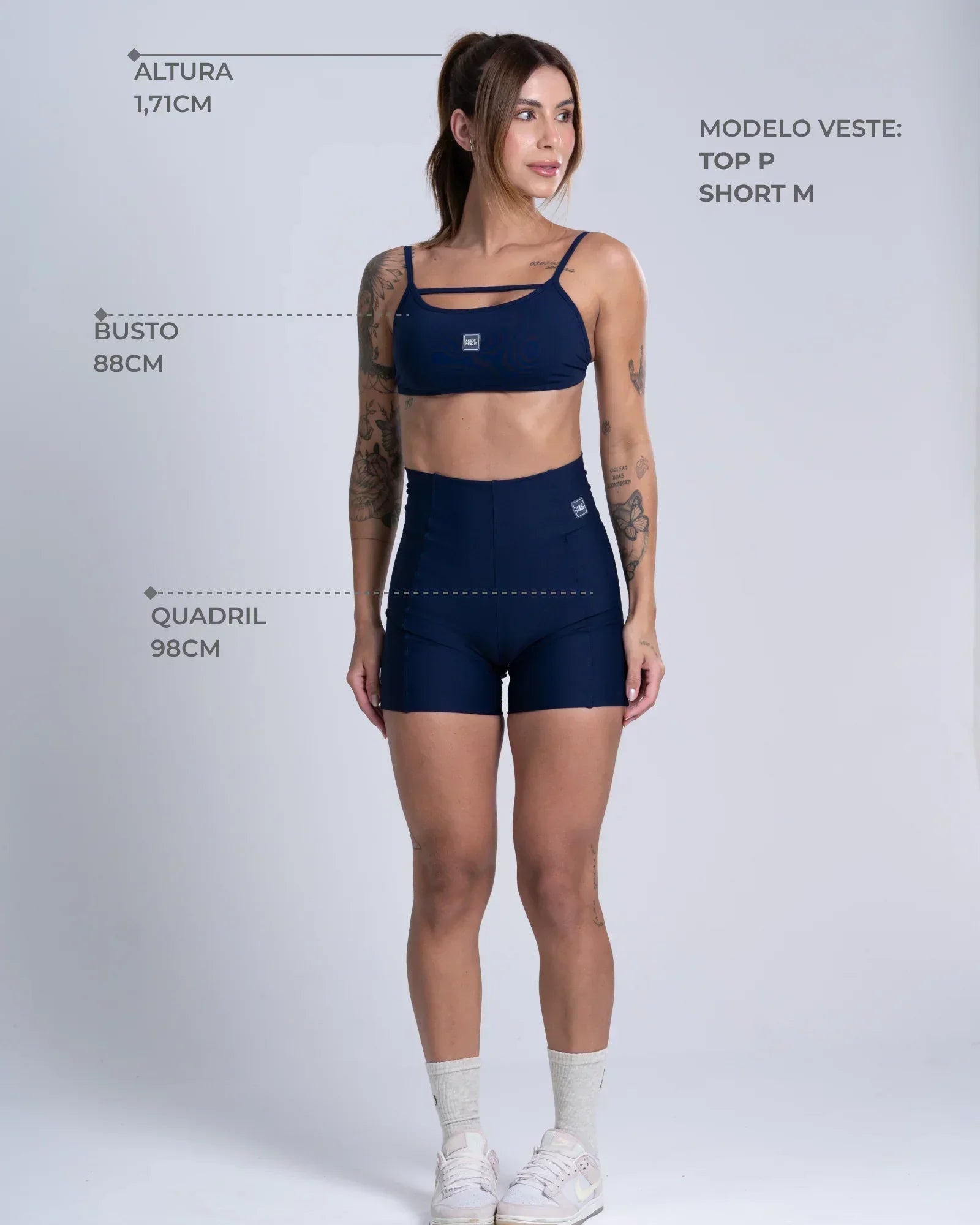 Short Fitness Classic Azul Dark compressão sem empina bumbum