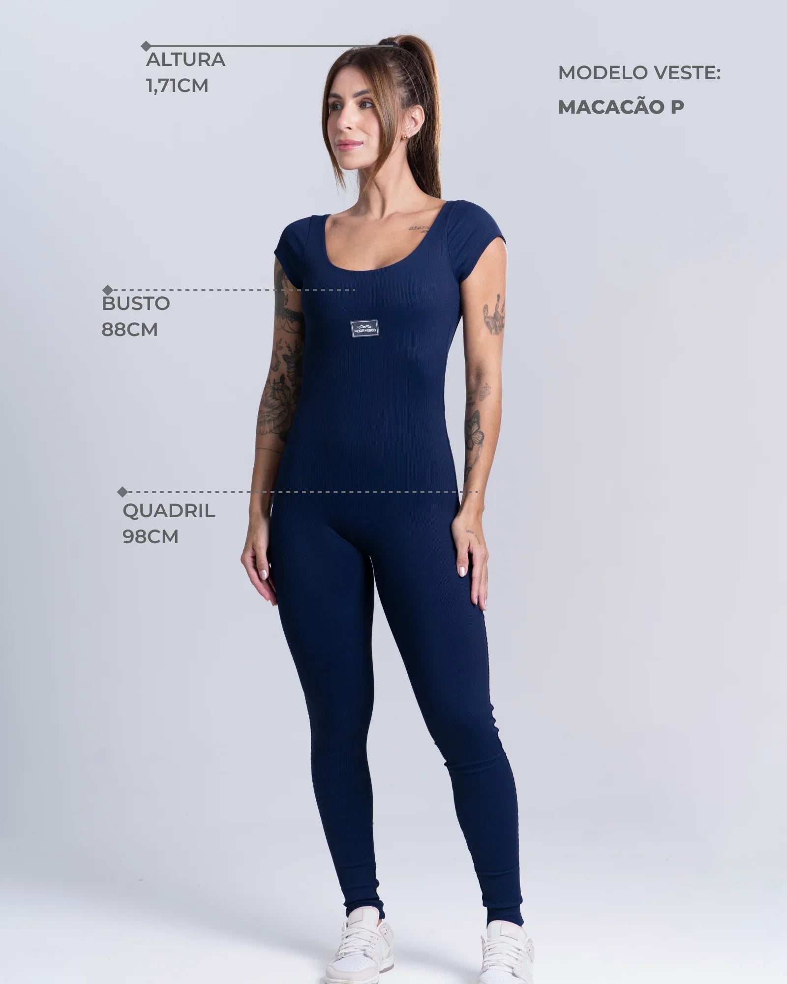 Macacão Wave Canelado sem costura frontal