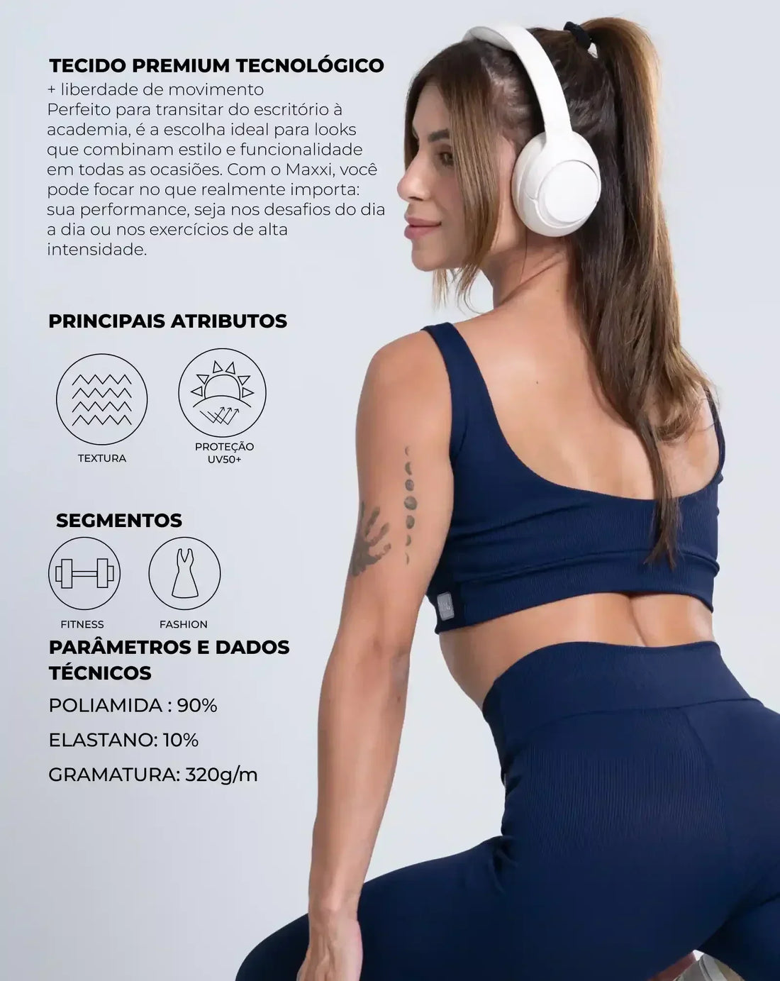 Macacão Wave Canelado sem costura frontal